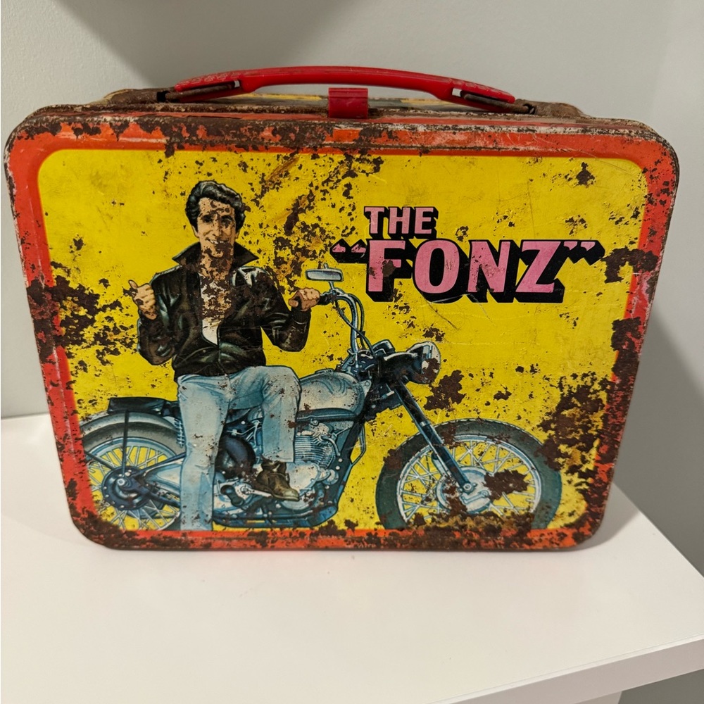Vintage Fonz metal lunch box; Captain Marvel